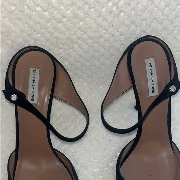 Tabitha Simmons Heels Allie Mule Black Suede Heels Closed Toe Size 40.5 US 10.5 - Picture 2 of 9